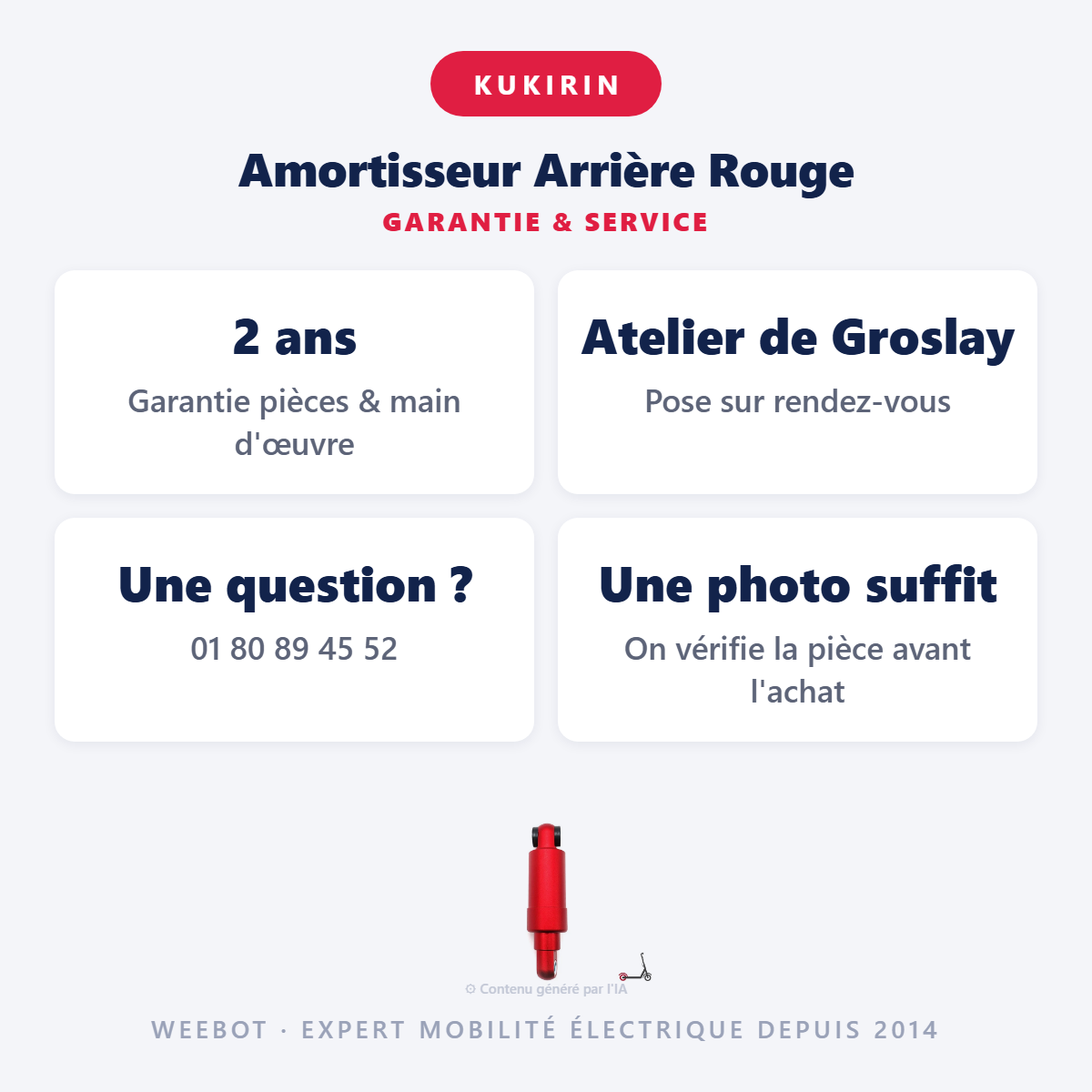 Amortisseur Arrière Rouge : garantie 2 ans et service après-vente