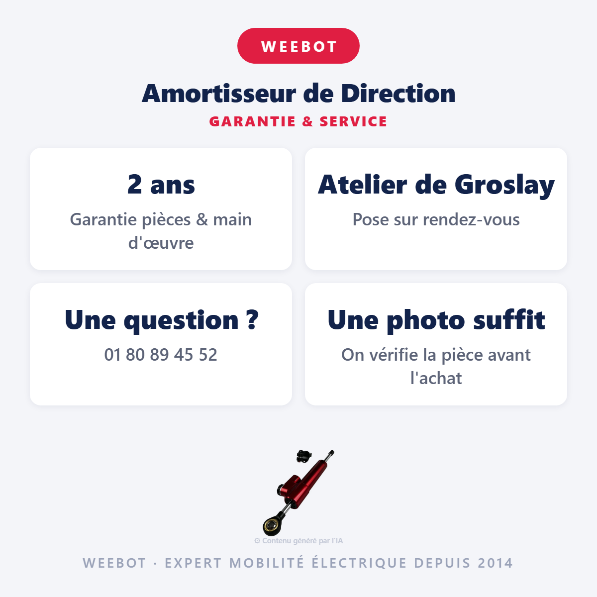 Amortisseur de Direction : garantie 2 ans et service après-vente
