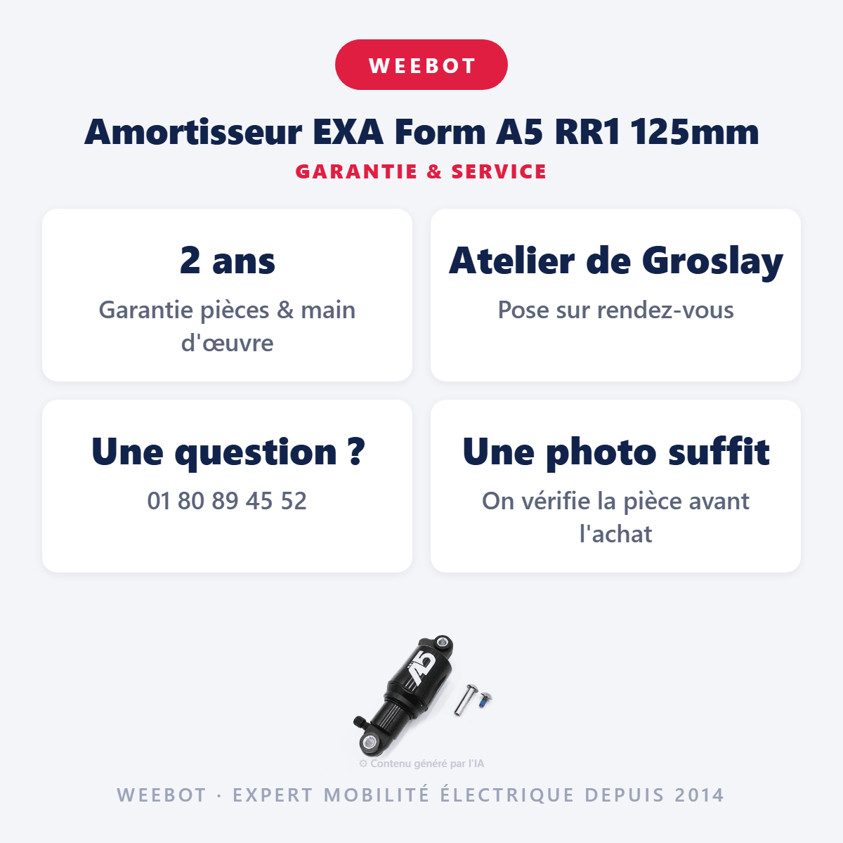 Amortisseur EXA Form A5 RR1 125mm pour Trottinette Électrique - Weebot