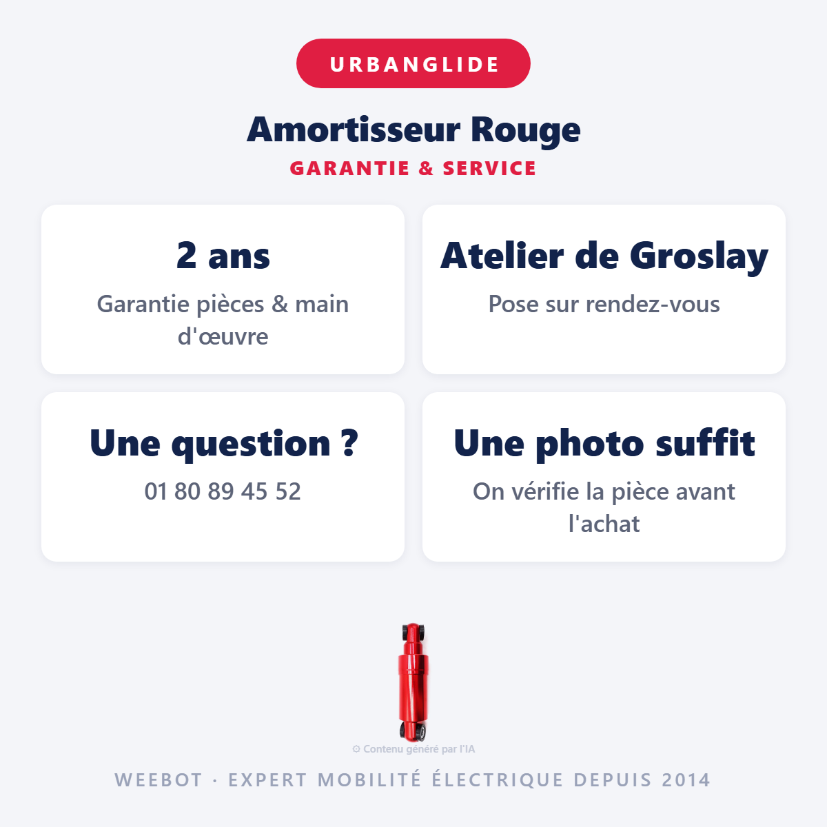 Amortisseur Rouge : garantie 2 ans et service après-vente