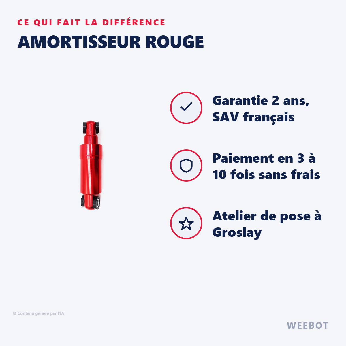 Amortisseur Rouge : les points forts