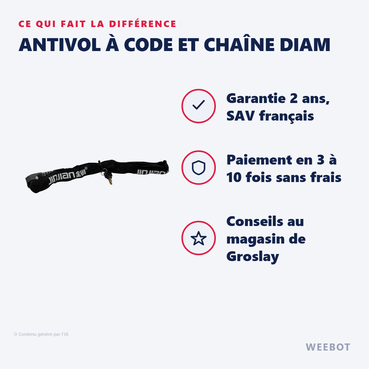 Antivol à Code et Chaîne Diam : les points forts