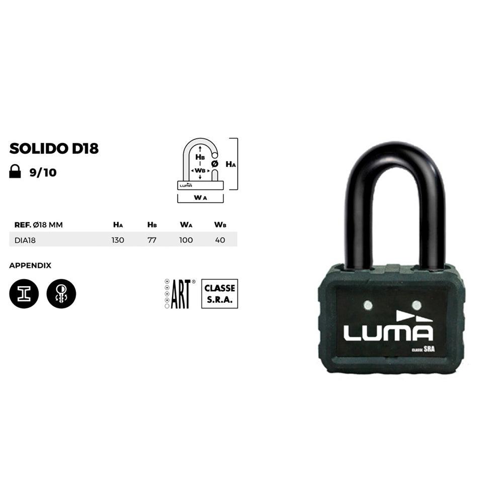Anti Vol en U LUMA Solido D18 SRA - Pour Scooter et Moto - Weebot