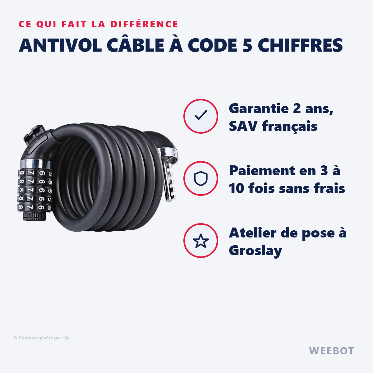 Antivol Câble à Code 5 Chiffres : les points forts
