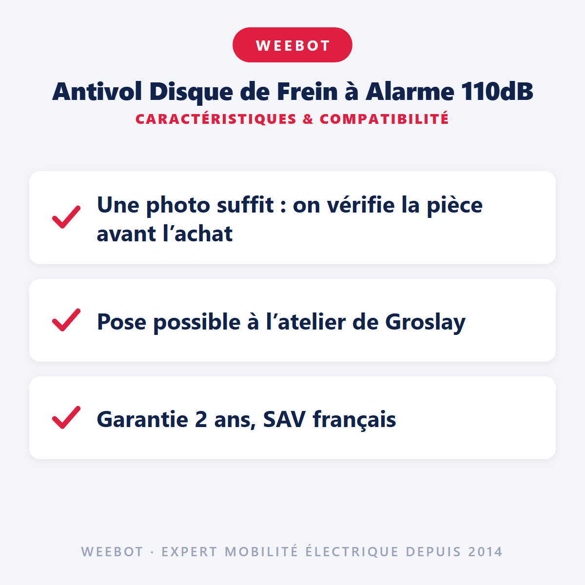 Antivol Disque de Frein à Alarme 110dB : caractéristiques et compatibilité