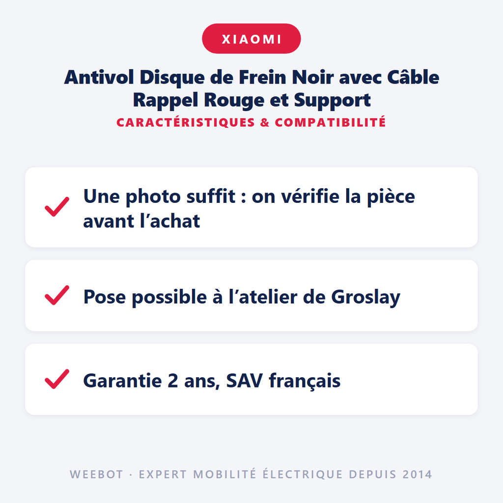 Antivol Disque de Frein Noir avec Câble - Pas Cher
