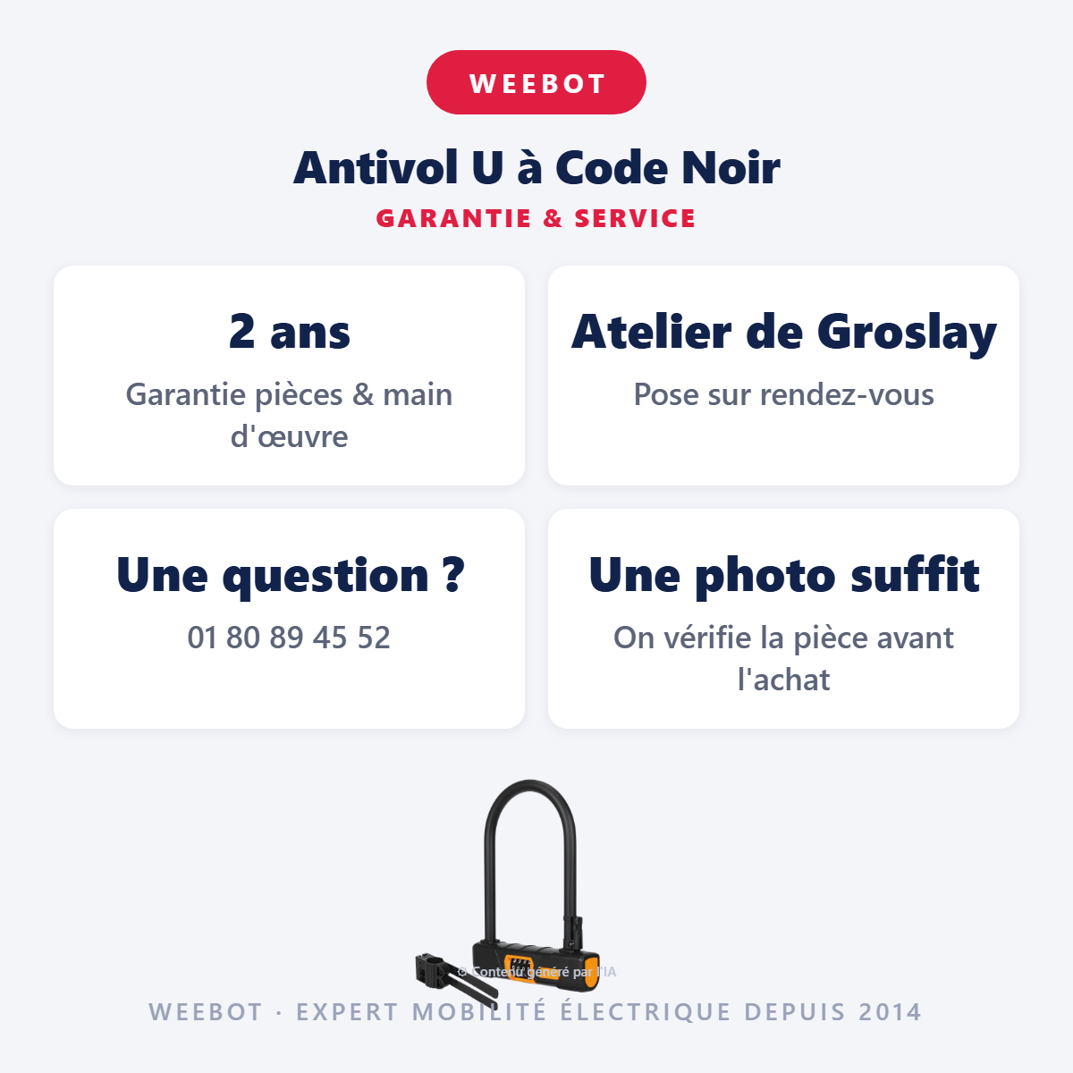 Antivol U à Code Noir : garantie 2 ans et service après-vente