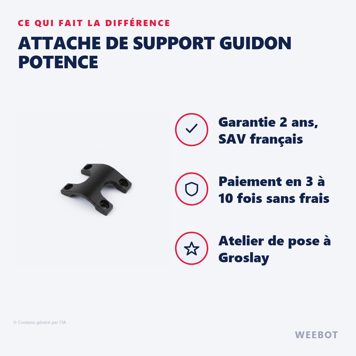 Attache de Support Guidon Potence pour Trottinette Electrique Fighter Mini - Teverun - Weebot
