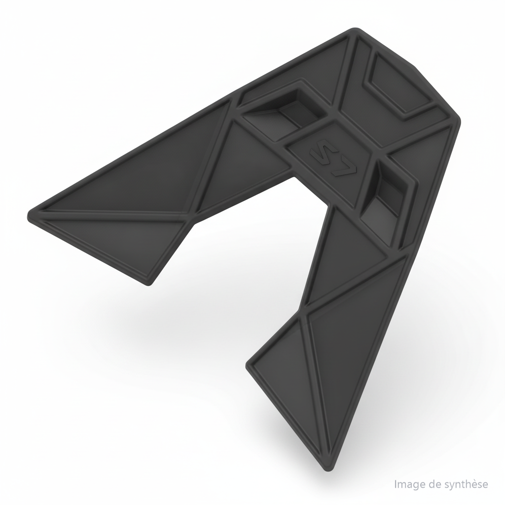 Schéma technique d'un autocollant d'aileron arrière en caoutchouc marqué S7 pour trottinette électrique Rovoron S7
