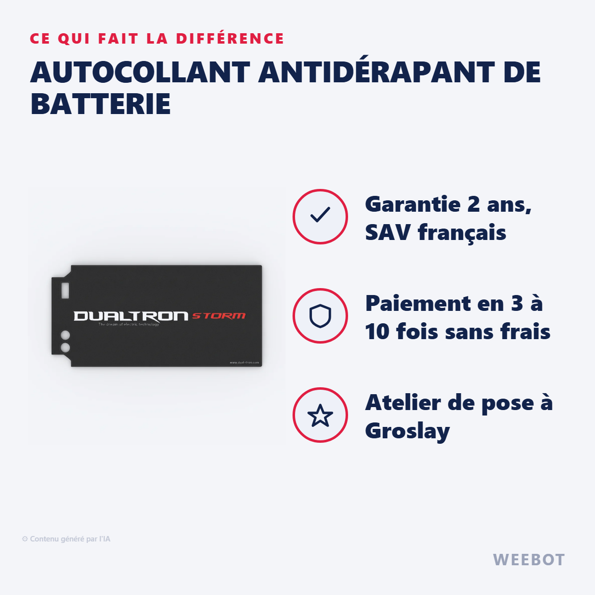 Autocollant Antidérapant de Batterie : les points forts