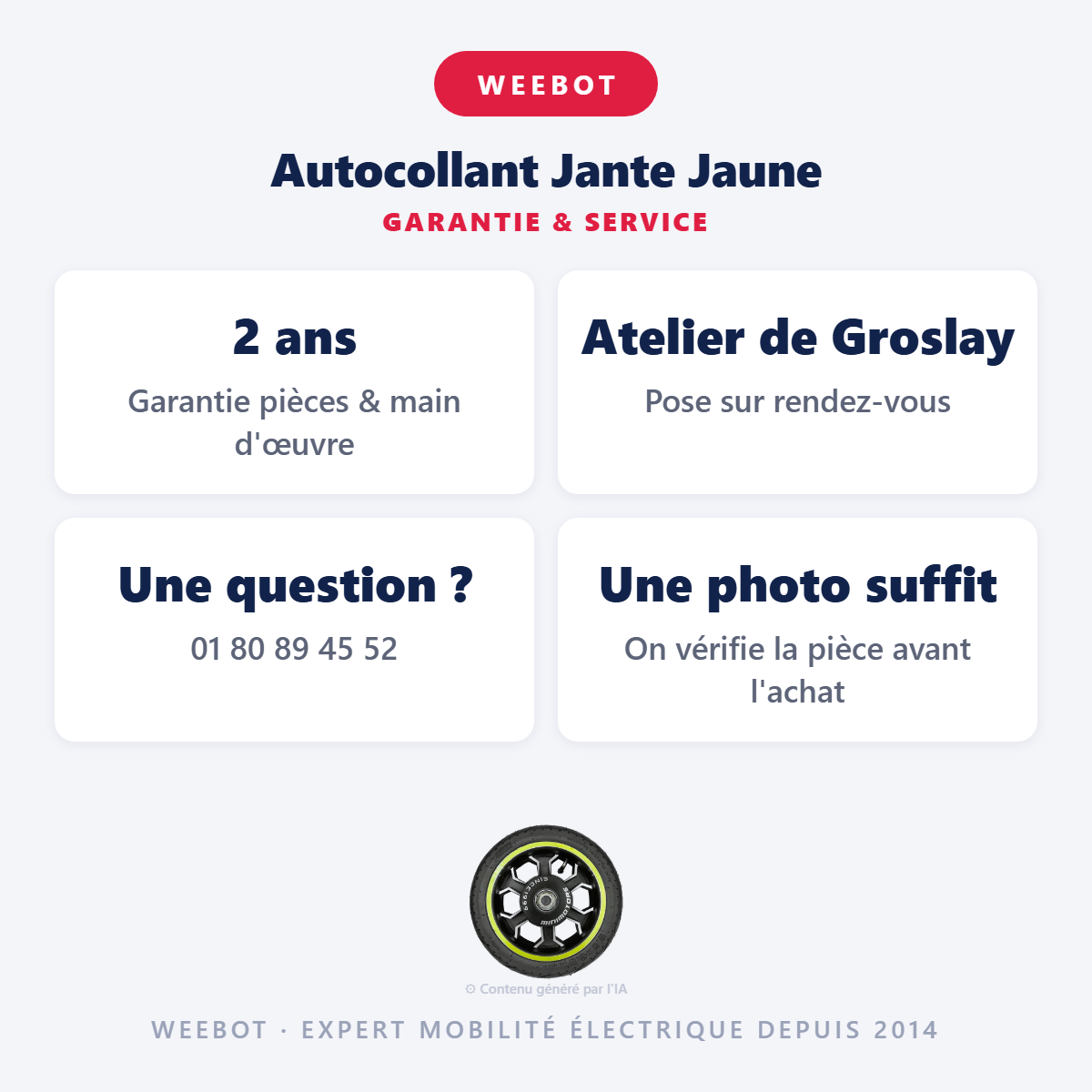 Autocollant Jante Jaune : garantie 2 ans et service après-vente