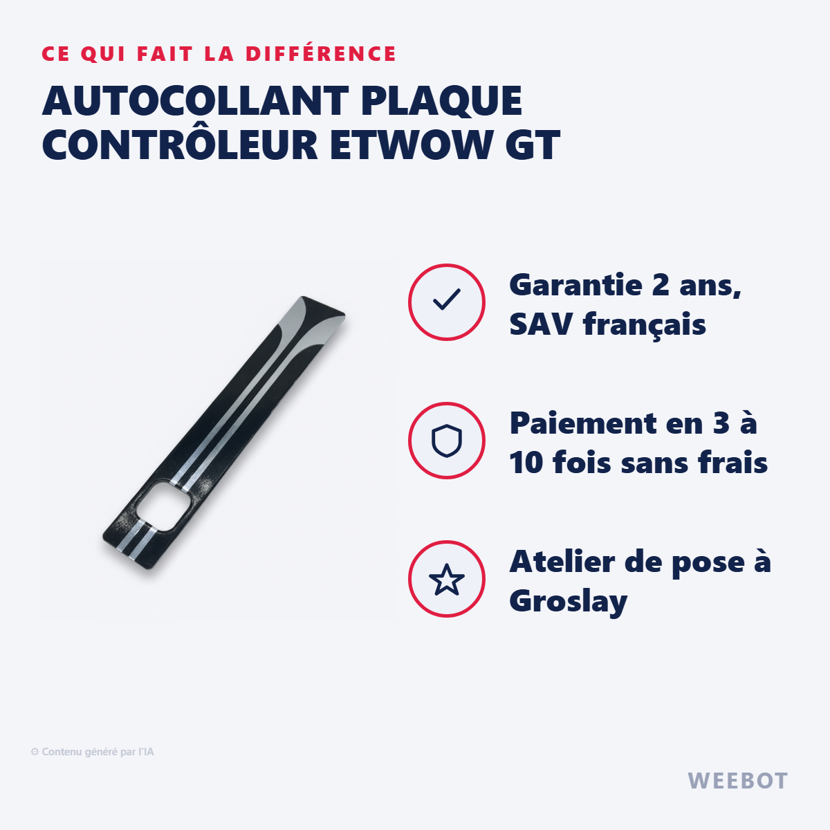 Autocollant Plaque Contrôleur Etwow GT : les points forts
