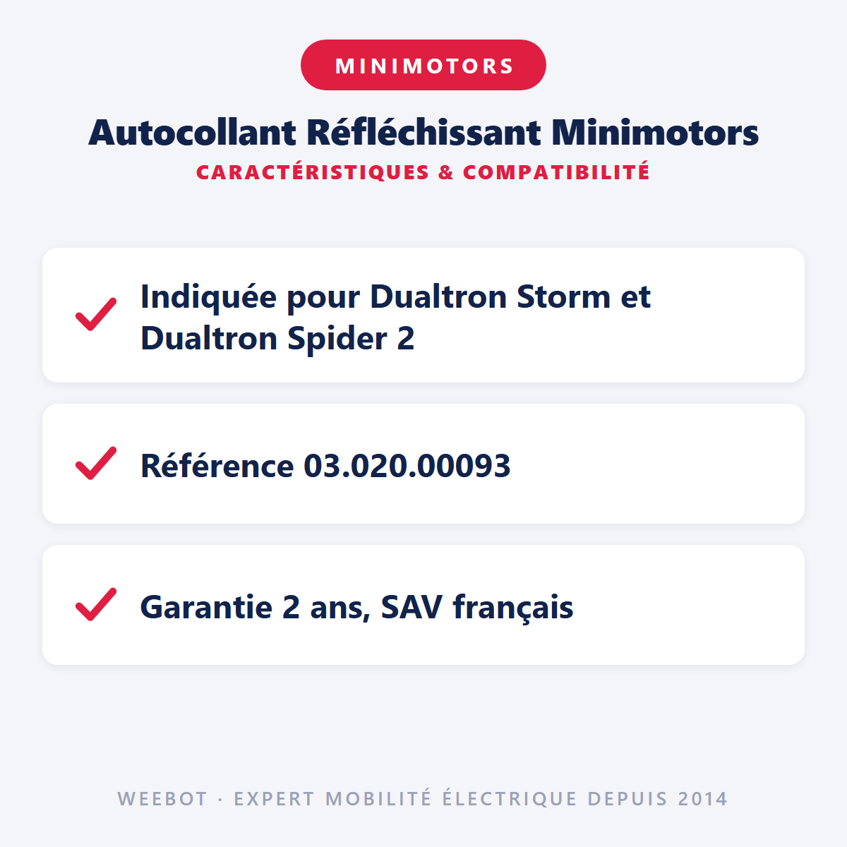 Autocollant Réfléchissant Minimotors : caractéristiques et compatibilité