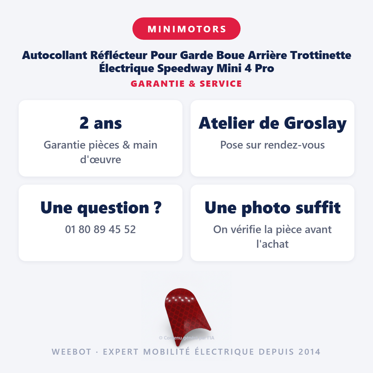 Autocollant Réflécteur Pour Garde Boue Arrière Trottinette Électrique Speedway Mini 4 Pro : garantie 2 ans et service après-vente