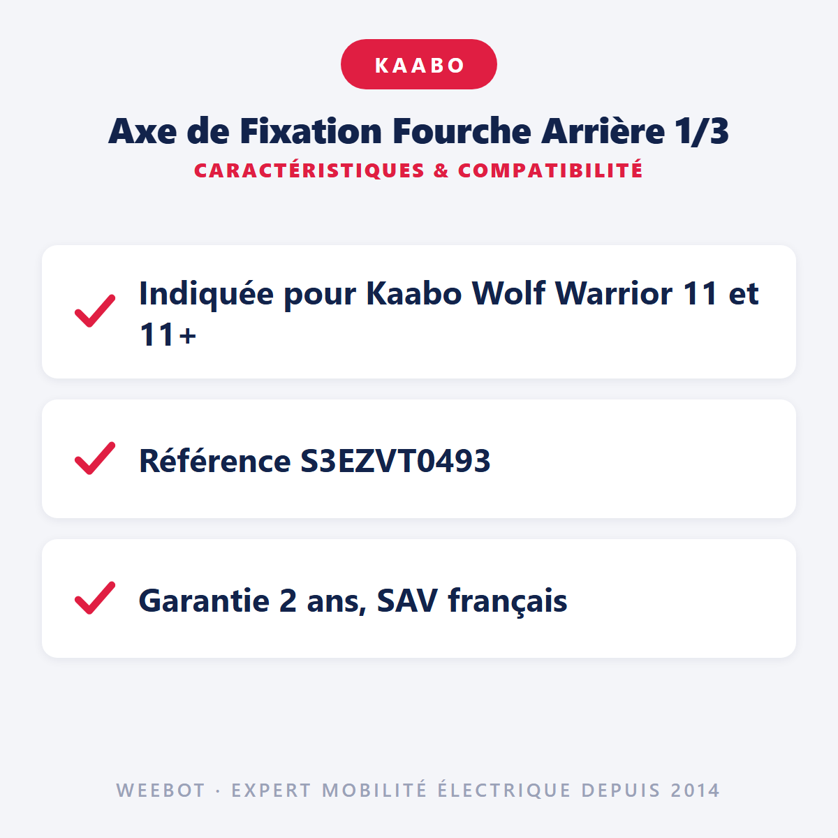 Axe de Fixation Fourche Arrière 1/3 : caractéristiques et compatibilité
