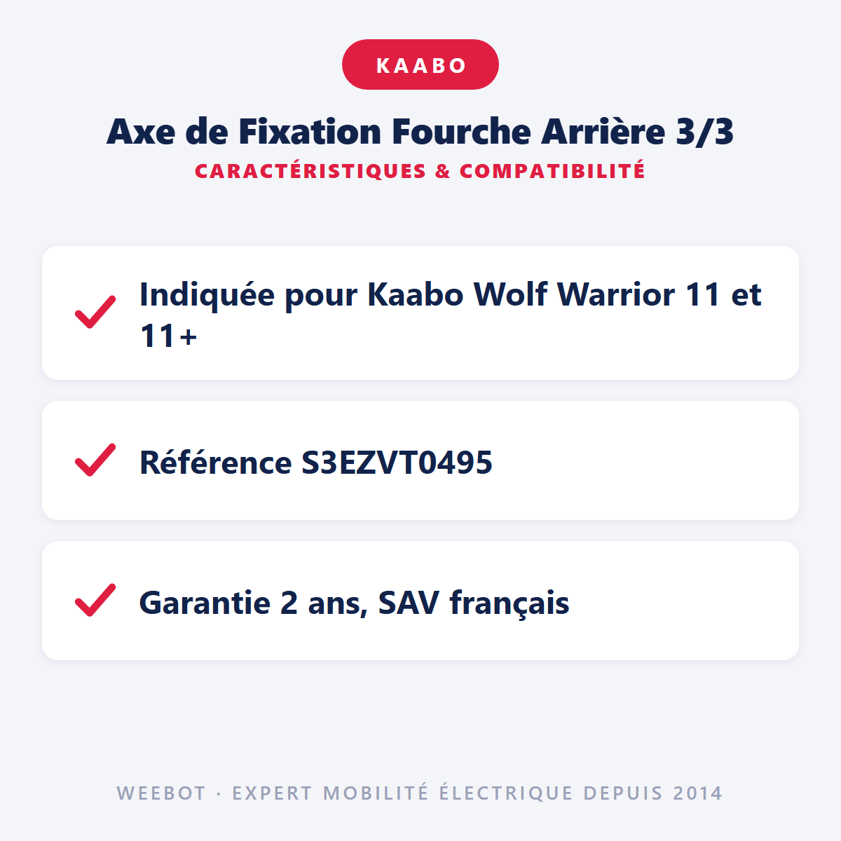 Axe de Fixation Fourche Arrière 3/3 : caractéristiques et compatibilité