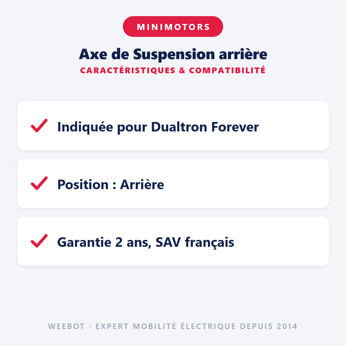 Axe de Suspension arrière pour Trottinette Électrique Dualtron Forever - Weebot