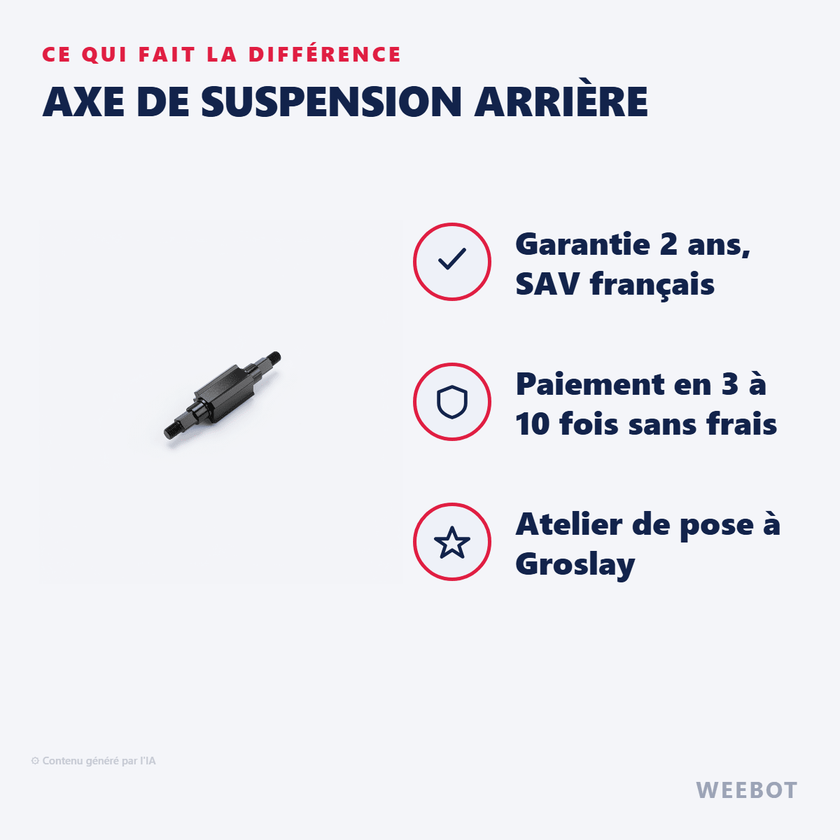 Axe de Suspension arrière pour Trottinette Électrique Dualtron Forever - Weebot