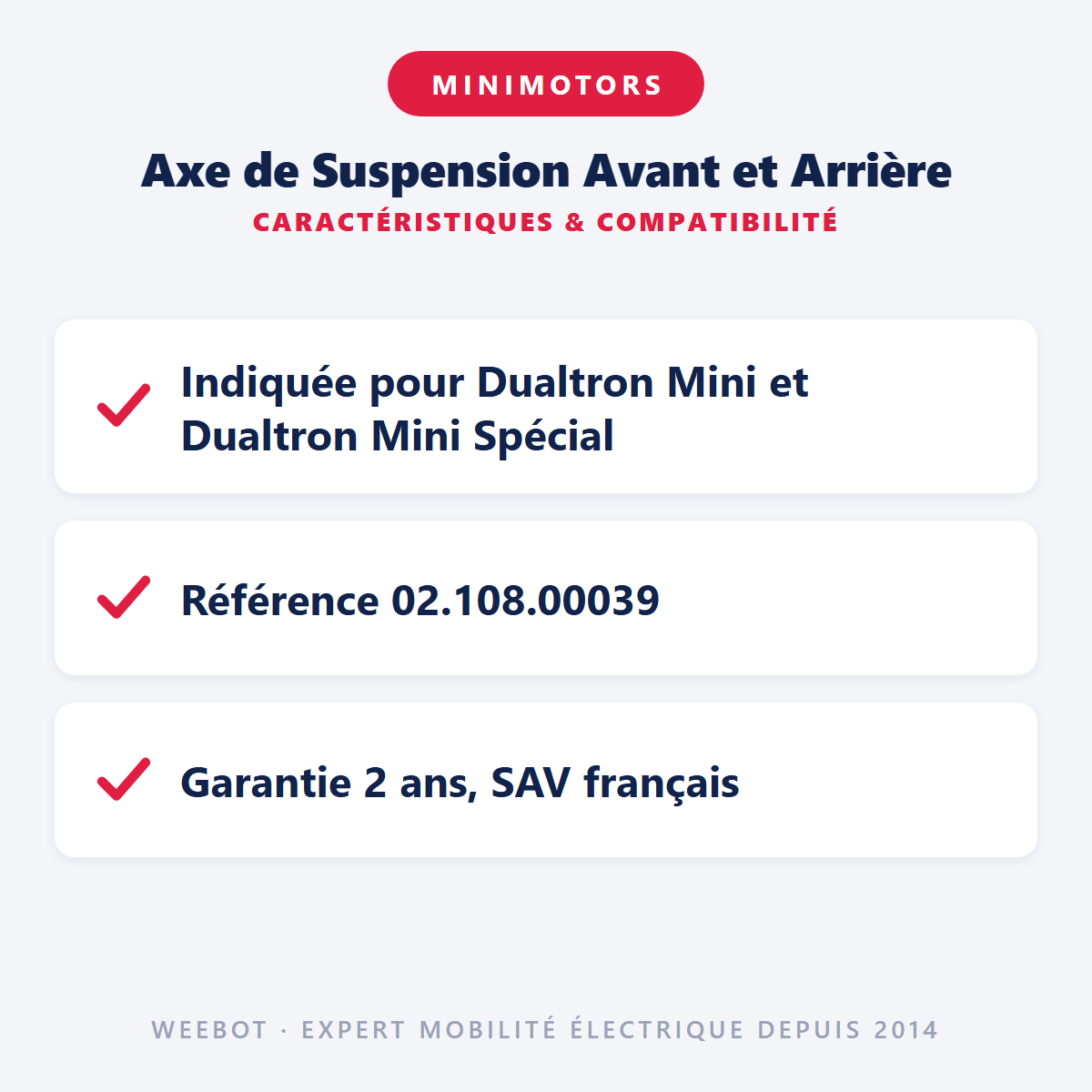 Axe de Suspension Avant et Arrière : caractéristiques et compatibilité