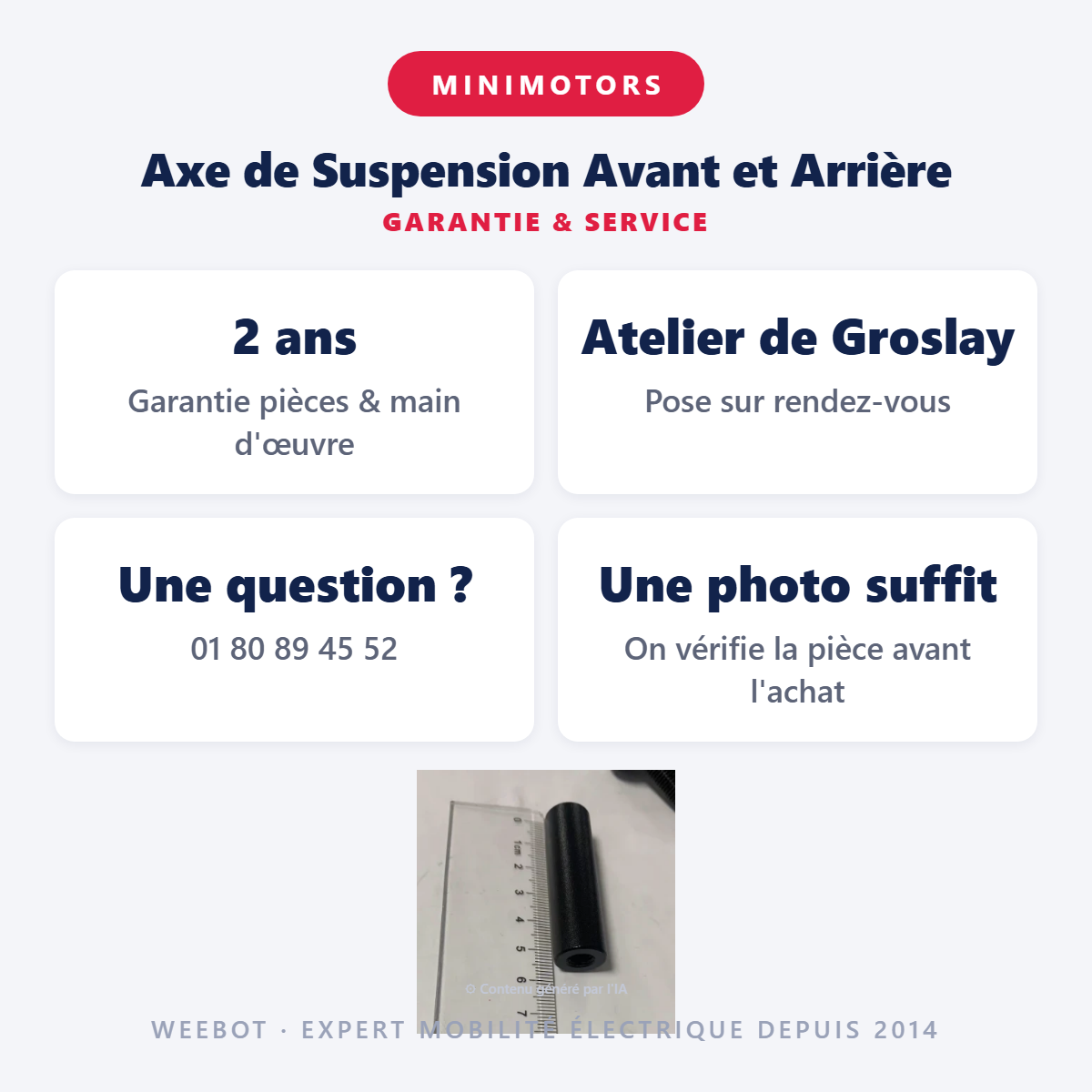 Axe de Suspension Avant et Arrière : garantie 2 ans et service après-vente