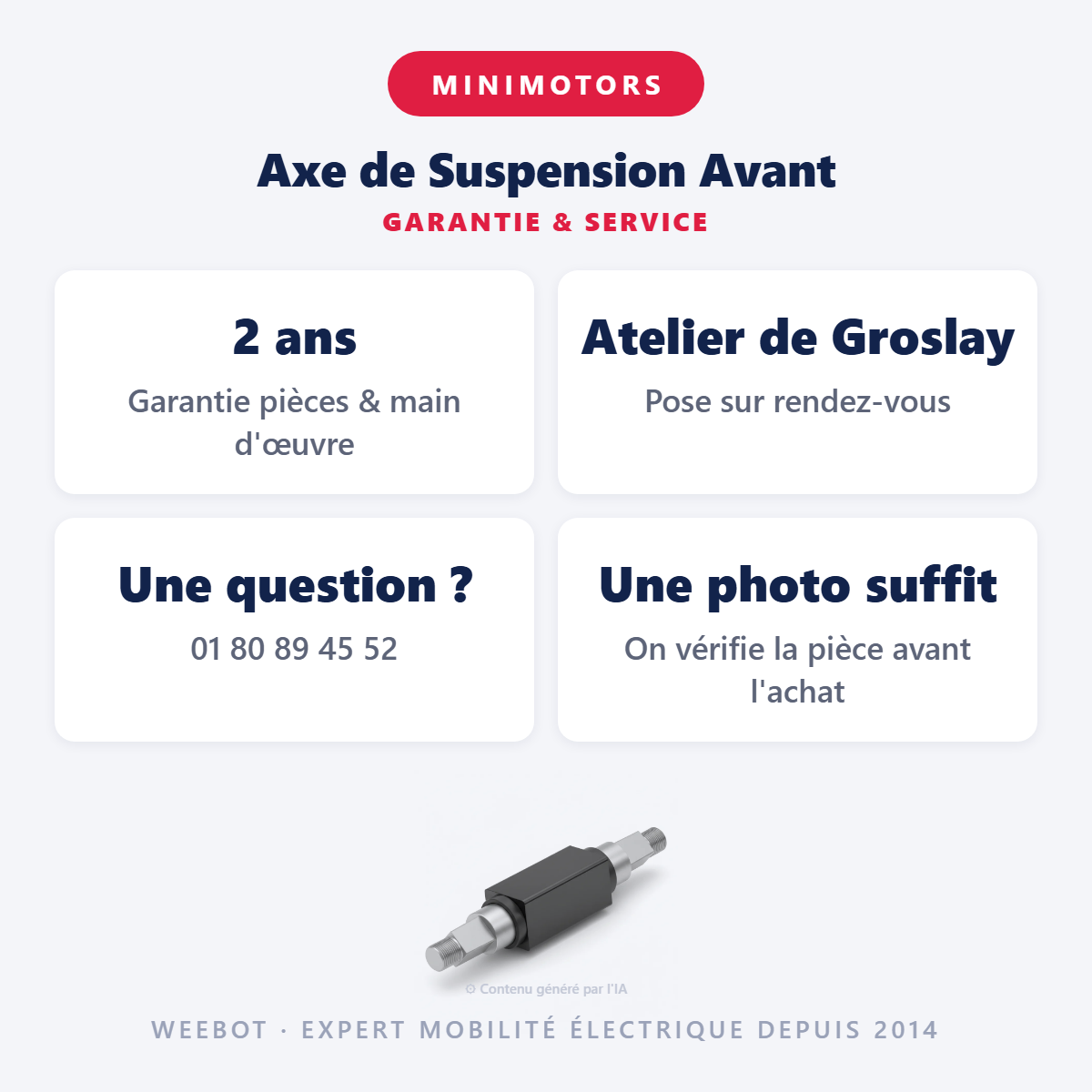 Axe de Suspension Avant : garantie 2 ans et service après-vente