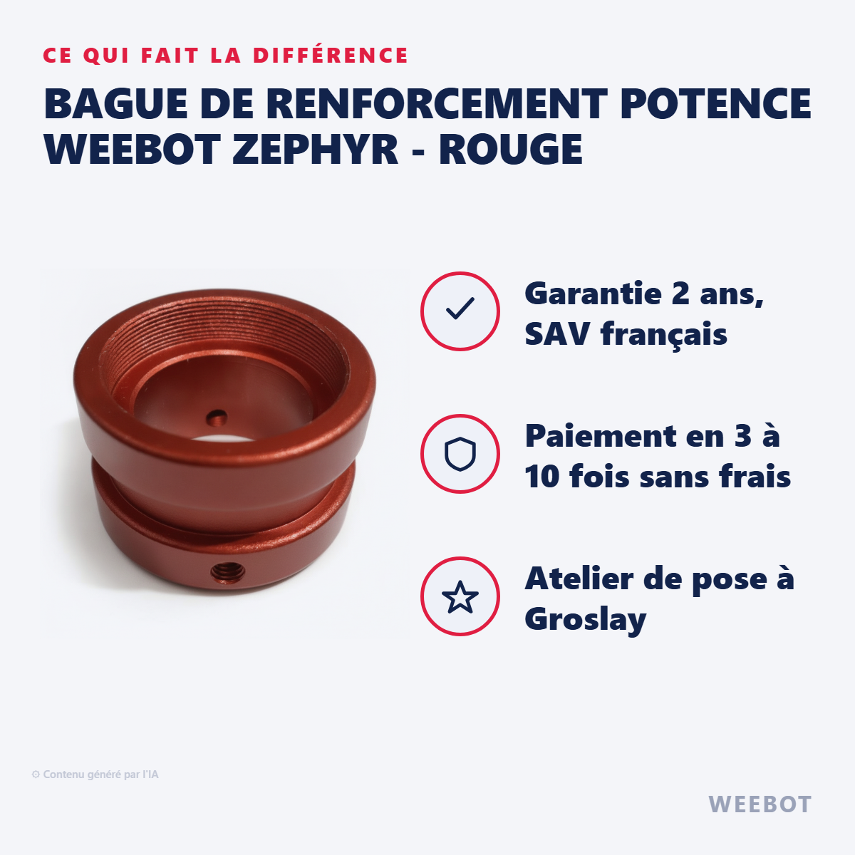 Bague De Renforcement Potence Weebot Zephyr - Rouge : les points forts