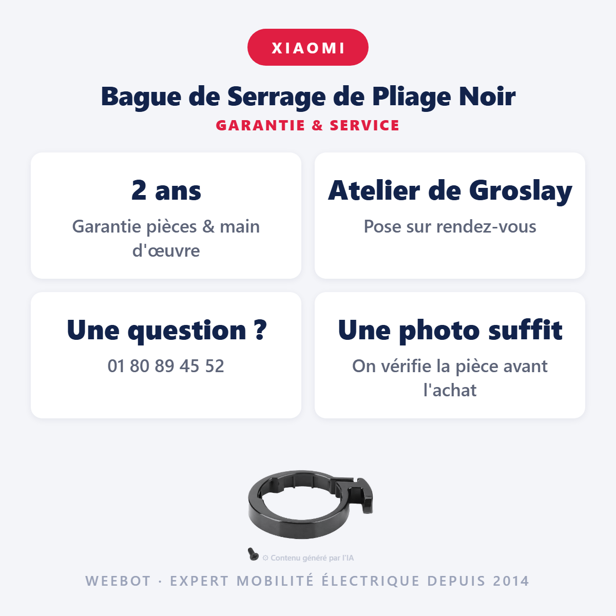 Bague de Serrage de Pliage Noir : garantie 2 ans et service après-vente