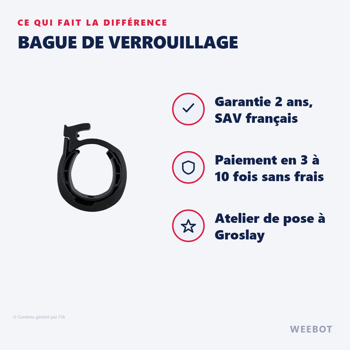 Bague de Verrouillage pour Trottinette Électrique Ninebot G30 Max (Verrouillage Levier) - Weebot