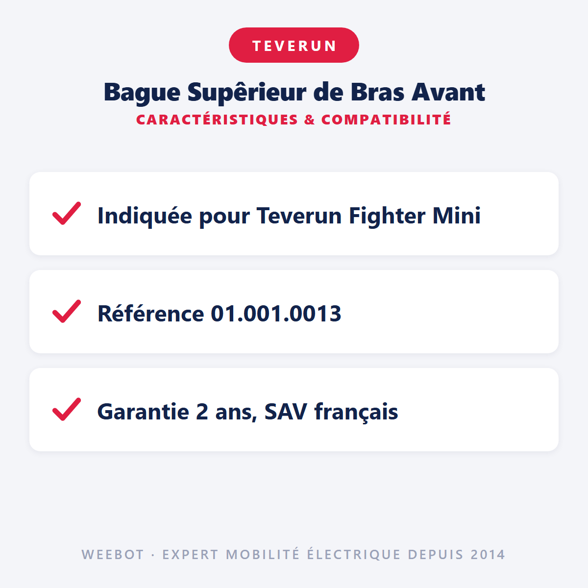 Bague Supêrieur de Bras Avant pour Trottinette Electrique Teverun Fighter Mini - Weebot