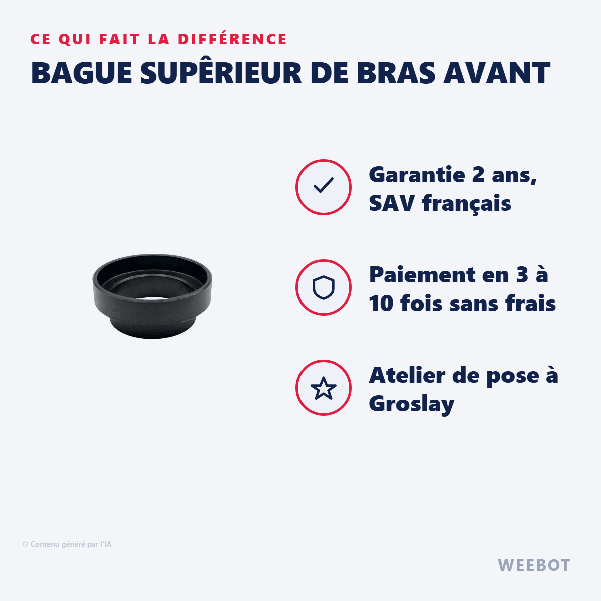 Bague Supêrieur de Bras Avant pour Trottinette Electrique Teverun Fighter Mini - Weebot