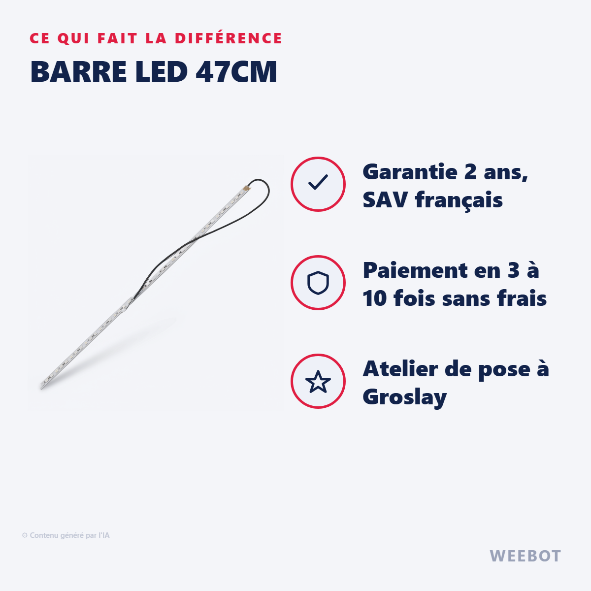 Barre Led  47cm : les points forts