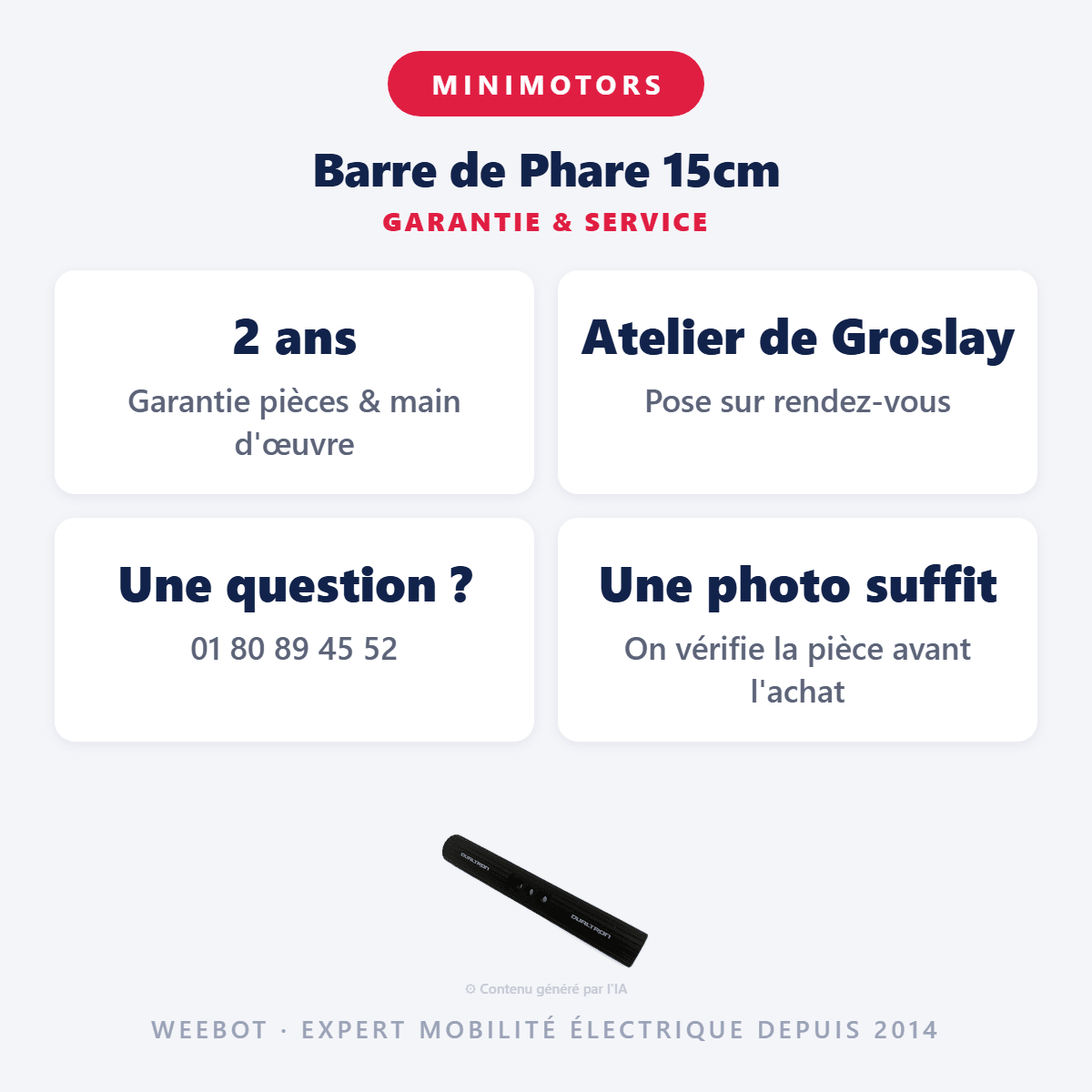 Barre de Phare 15cm Pour Trottinette Électrique Minimotors Dualtron Thunder 3 - Weebot