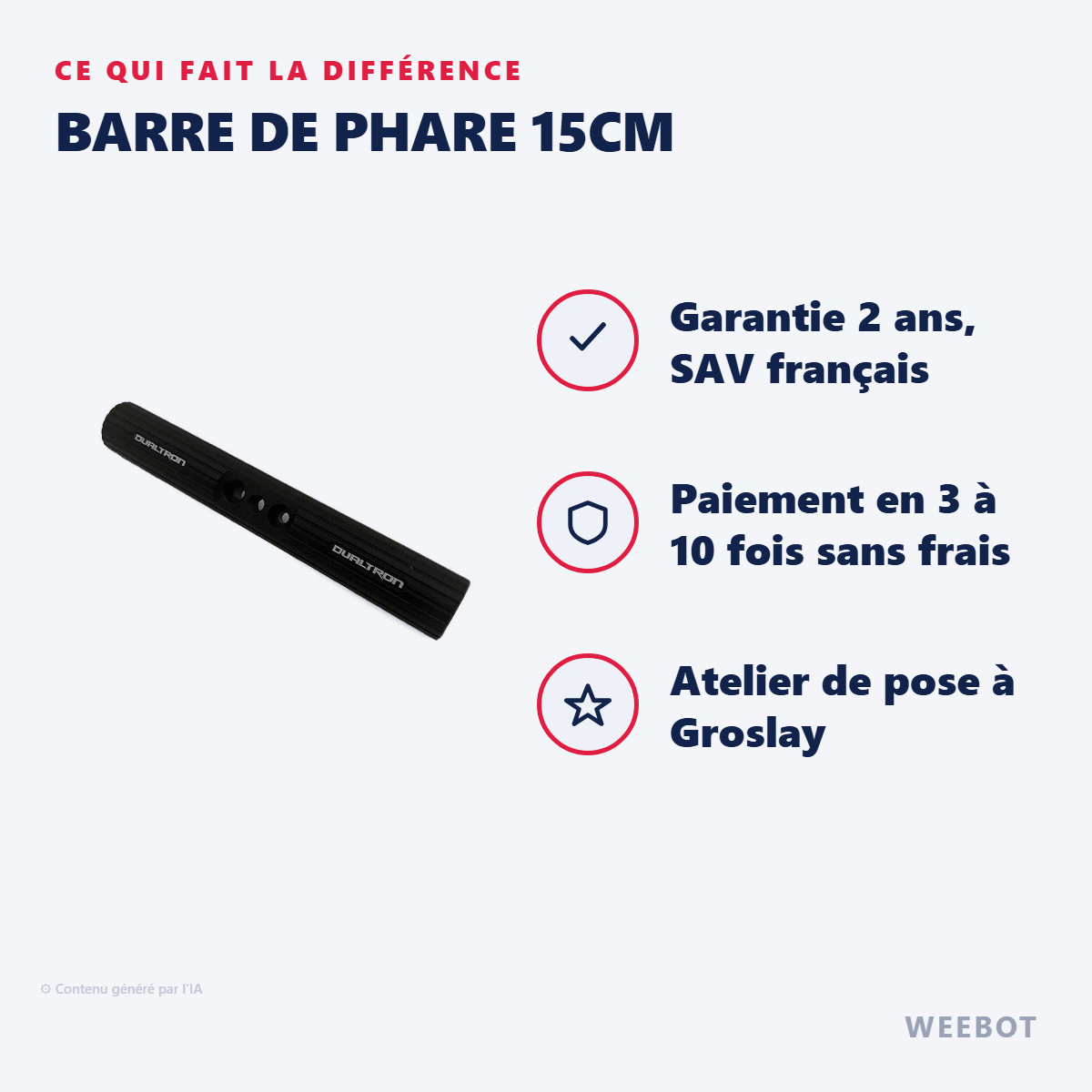 Barre de Phare 15cm Pour Trottinette Électrique Minimotors Dualtron Thunder 3 - Weebot
