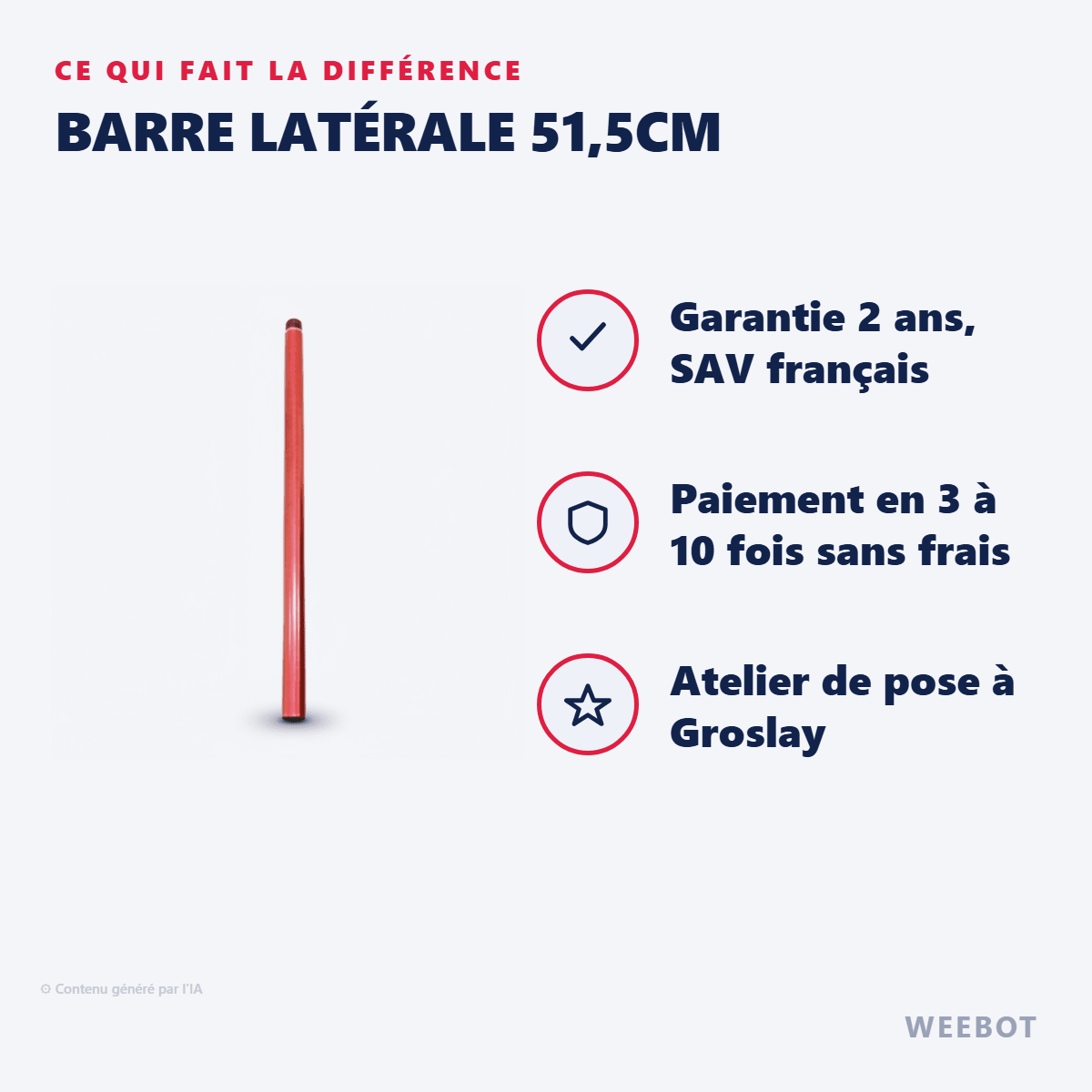 Barre Latérale 51,5cm pour Trottinette Electrique Weebot Anoki X - Weebot