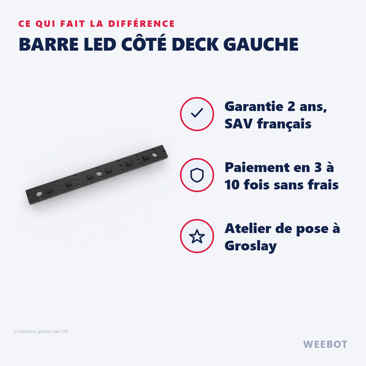 Barre LED Côté Deck Gauche : les points forts