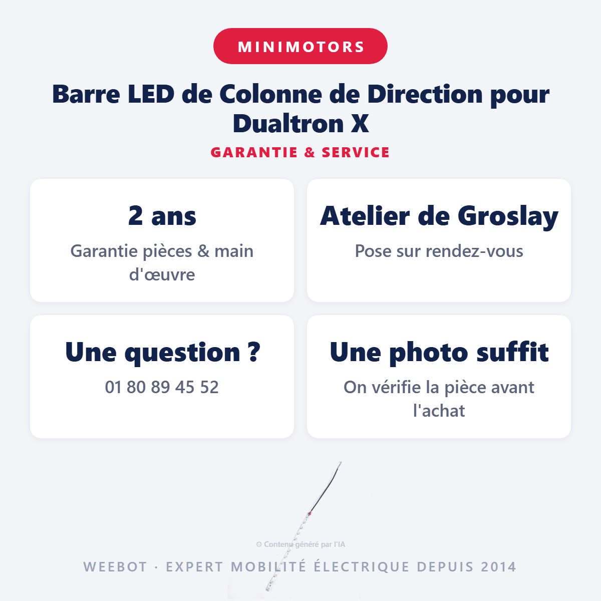Barre LED de Colonne de Direction pour Dualtron X - Weebot