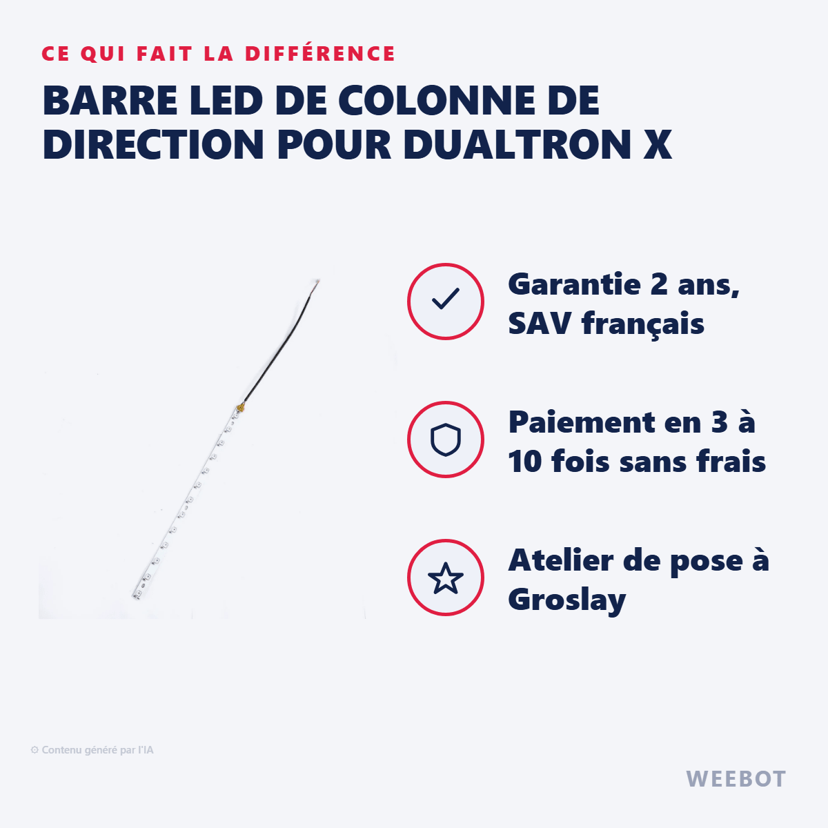 Barre LED de Colonne de Direction pour Dualtron X - Weebot