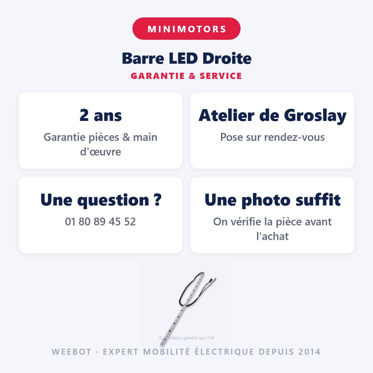 Barre LED Droite : garantie 2 ans et service après-vente