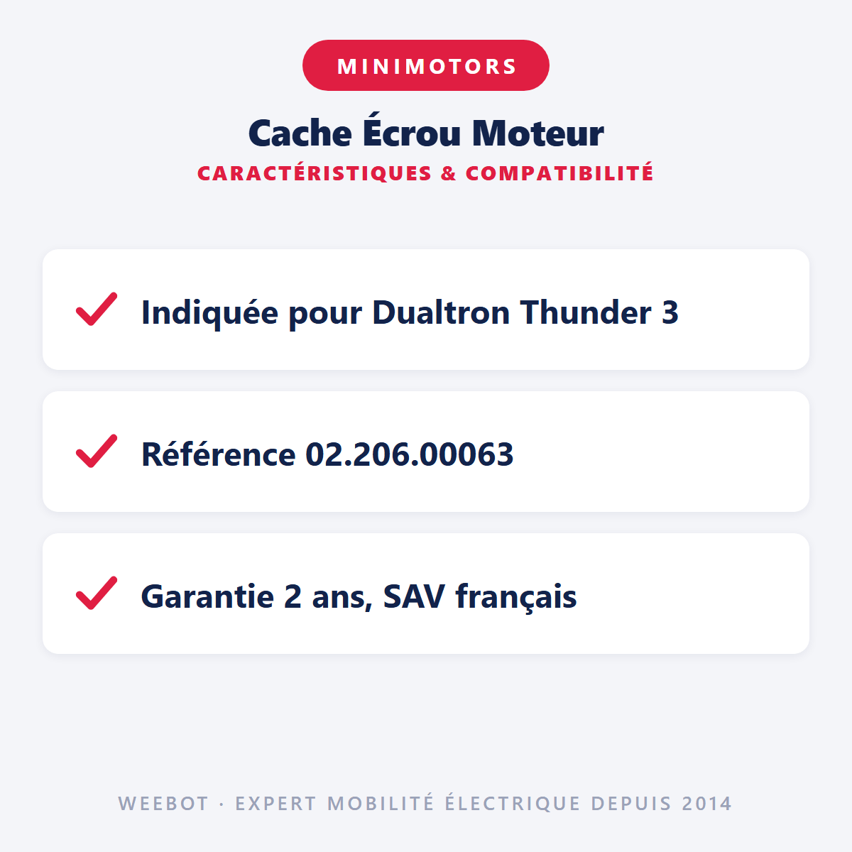 Cache Écrou Moteur pour Trottinette Electrique Dualtron Thunder 3 (Avec passage de câble) - Weebot