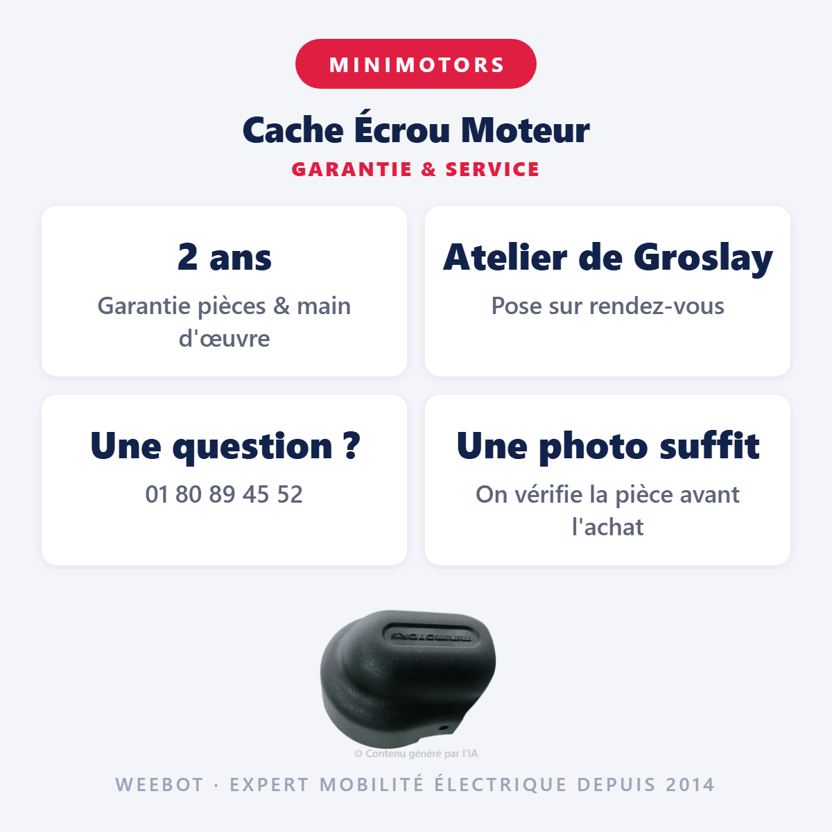 Cache Écrou Moteur pour Trottinette Electrique Dualtron Thunder 3 (Avec passage de câble) - Weebot