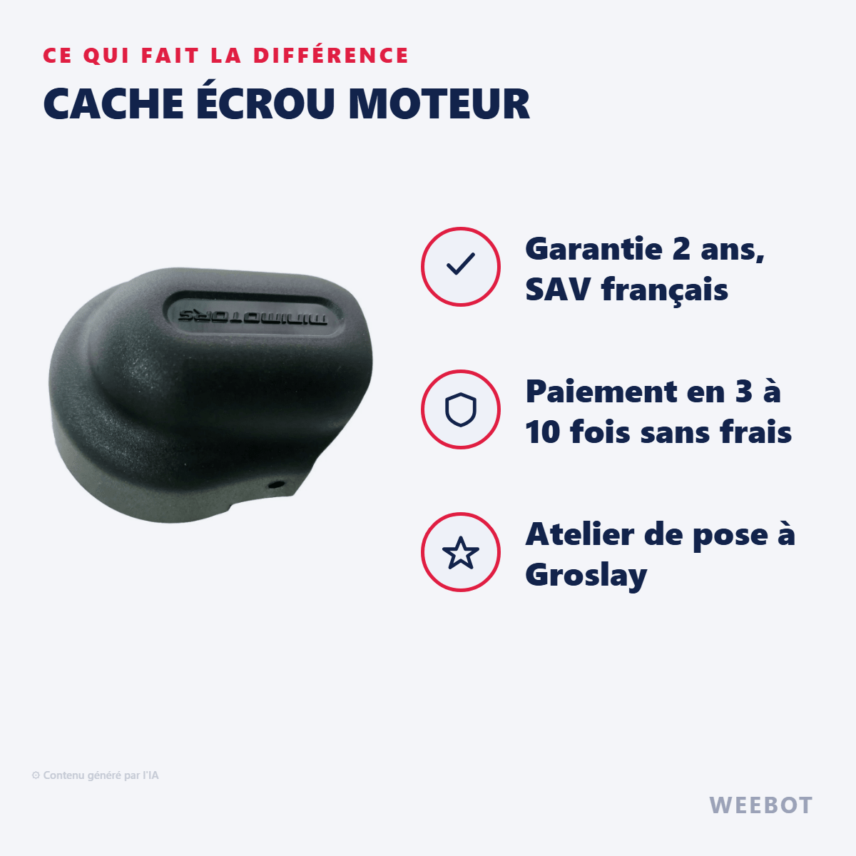 Cache Écrou Moteur pour Trottinette Electrique Dualtron Thunder 3 (Avec passage de câble) - Weebot