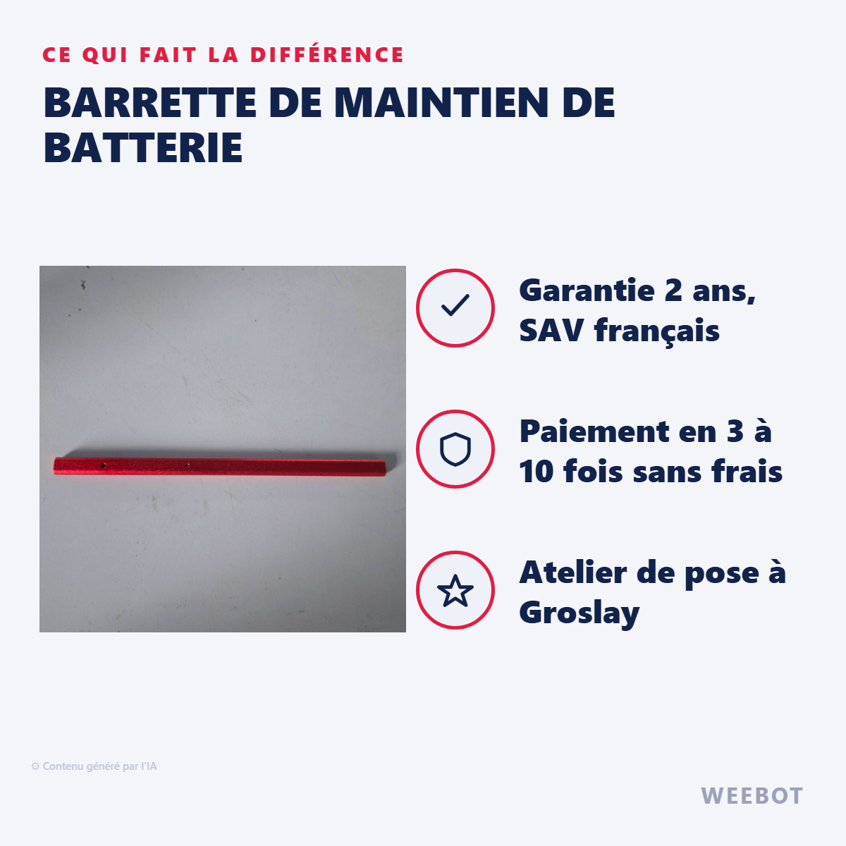Barrette de Maintien de Batterie : les points forts