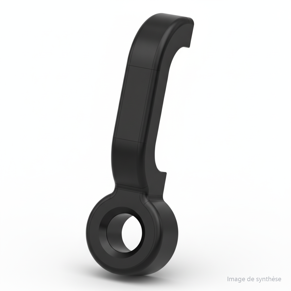 Rendu 3D d'une base de fixation orange pour bande LED de fourche arrière de trottinette Dualtron Popular