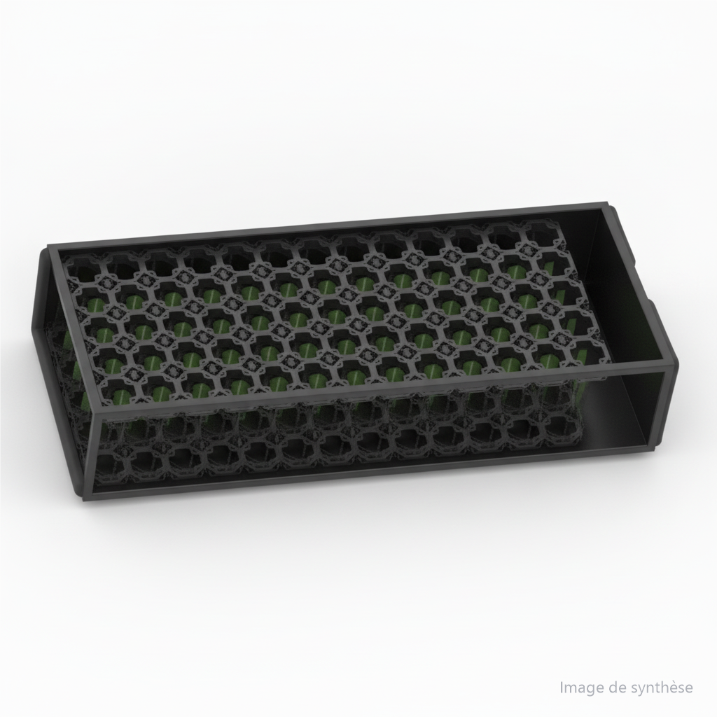 Modélisation 3D d'une batterie 60V 14Ah avec cellules vertes pour trottinette électrique
