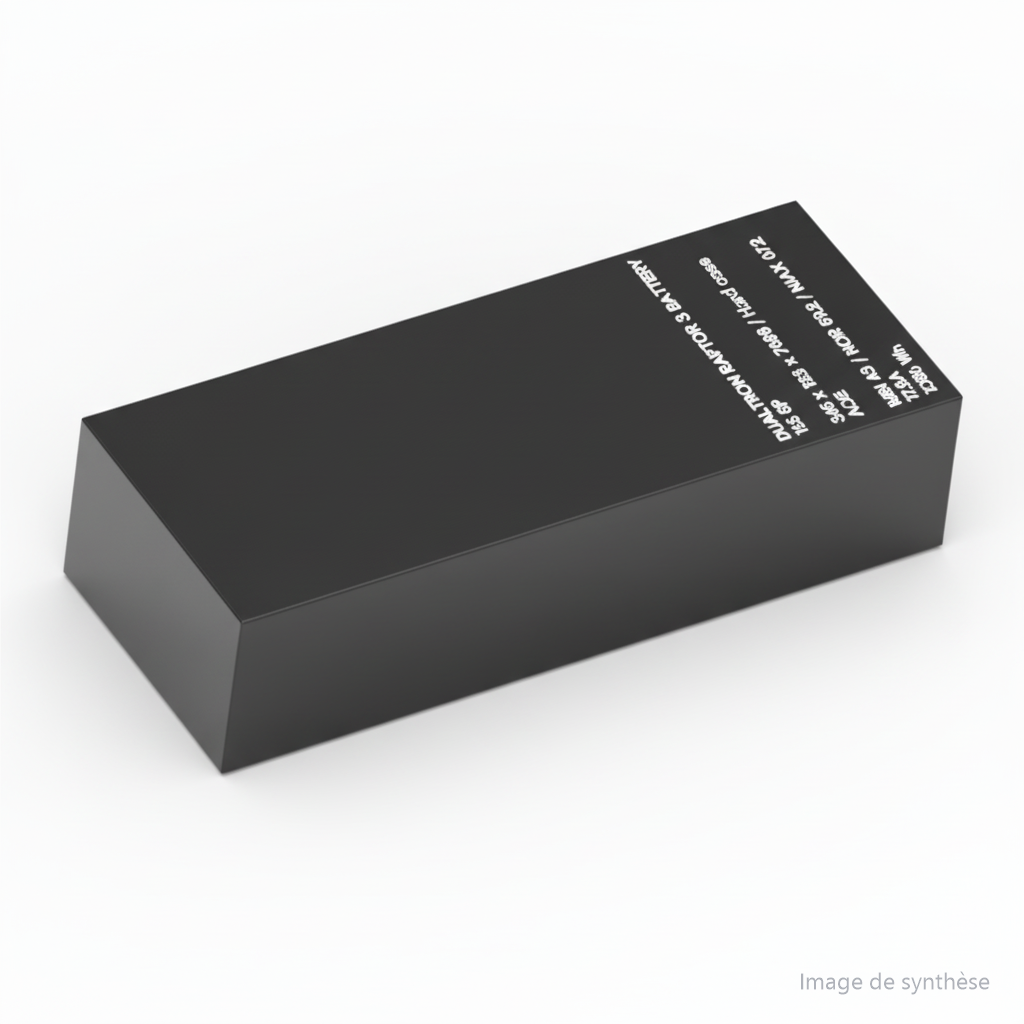 Dessin schématique en trois dimensions d'une batterie rectangulaire pour trottinette électrique Dualtron Achilleus