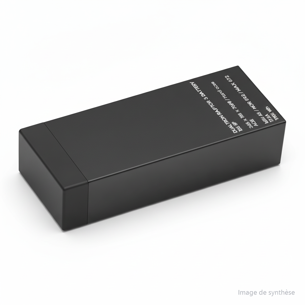 Illustration en perspective d'une batterie rectangulaire de trottinette électrique