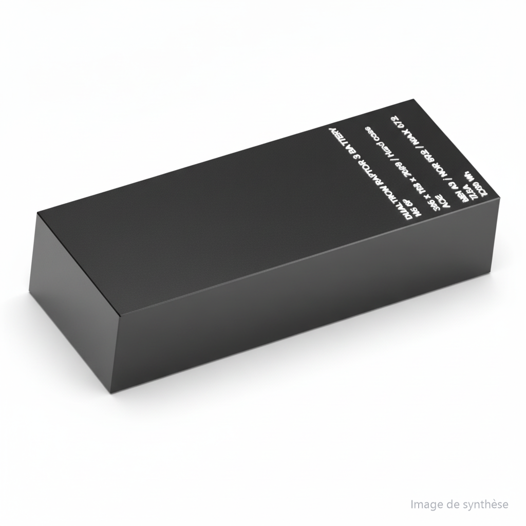 Schéma en perspective d'une batterie rectangulaire de trottinette électrique Dualtron