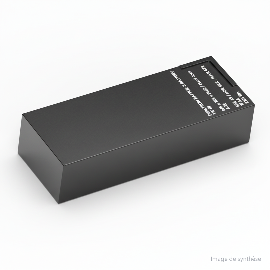 Schéma d'une batterie rectangulaire de trottinette électrique vue en perspective
