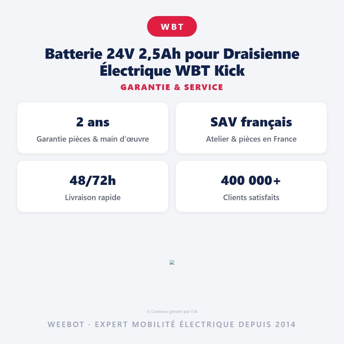 Batterie 24V 2,5Ah pour Draisienne Électrique WBT Kick - Weebot