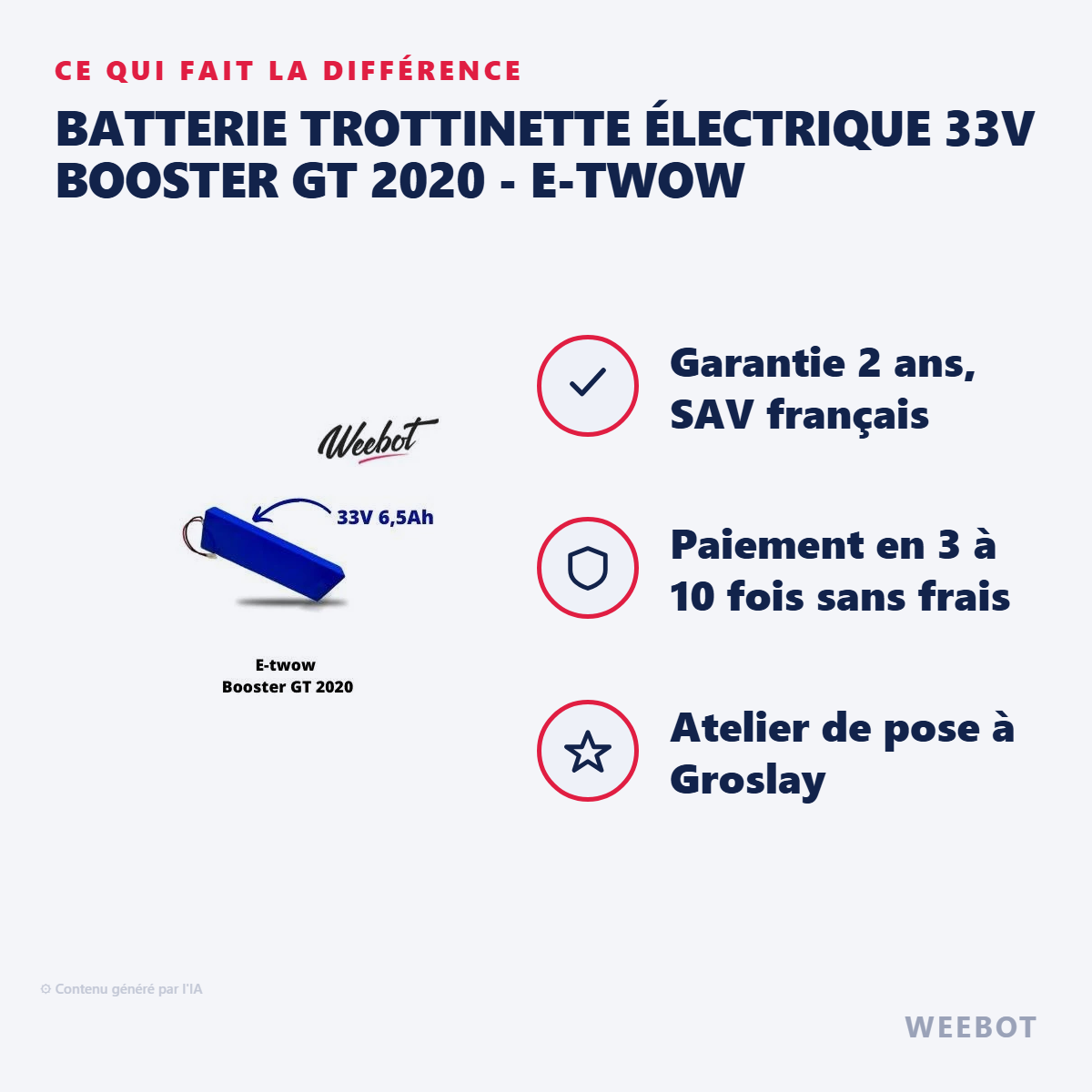Batterie Trottinette Électrique 33V Booster GT 2020 - E-TWOW : les points forts